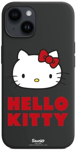 Personalaizer Black Flexible Case Compatible for iPhone 15 with Hello Kitty Logo