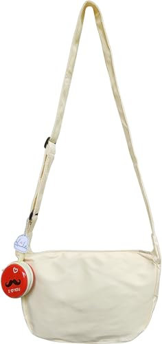 Bijoux de Ja Pastellfarbene Halbmond-Halbmond-Tasche, kleine Umhängetasche, verstellbare Schulter-Handtasche mit zierlicher Münzbörse zum Aufhängen, Beige, Medium
