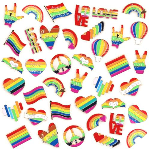 SANNIX 60 Stück Pride-Anstecker, Regenbogen-Anstecker, Emaille, LGBT-Anstecker, Gay-Pride-Herzflagge, Broschennadeln für Kleidung, Taschen, Hüte, Accessoires, 20 Stile
