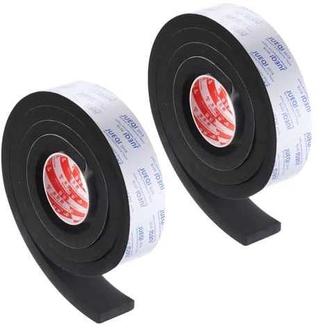 PATIKIL Cinta de Espuma Aislante de 2 Ancho x 5/8 Grosor x 6.6ft 2 Rollos de Autoadhesivo EVA para Tuberías Aislamiento Puertas Ventanas Insonorización Anti Vibración Negro