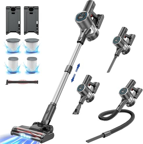 Airpher Cordless Vacuum Cleaner, 350W 30Kpa Cordless Handheld Vacuum Cleaner with LED Display, Brushless Motor, Anti-Tangle Vacuum for Home, Carpet and Pet Hard Hair