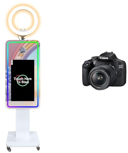WideMeet Weiße Maschine 21,5 Zoll LCD Touchscreen Tragbarer Magischer Spiegel Fotokabine für Hochzeit Party Event Verleih