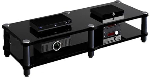 audio rack hifi regal Schwarzer HiFi-Stereoschrank, robuster, doppelt breiter AV-Medienständer – Anzeige von Entertainment-Stereoanlagen/Verstärkern/TV-Zubehör/DVD-Playern, Heimstereokomponenten, Eck-