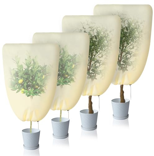 4 Fundas Protectoras Invierno, Protección Invernal para Plantas, Protección Invernal Plantas, árboles, Palmeras, Plantas Balcón, Olivos, Protección Proteger Contra Frío Nieve (60x80cm*2 & 80x120cm*2)