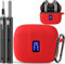 Wowwat Earbuds Case Cover Compatible with TAGRY X08 Wireless Headphone, Silicone Protective Case with Keychain, with LED Display Window, With Charging Hole, Anti-Splatter & Anti-Scratch - Red