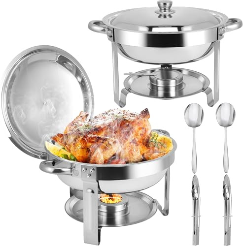Chafing Dishes for Buffet, 2 Pack 6QT Stainless Steel Chafing Dish Buffet Set with Lids, Food Warmers for Parties Buffet, Buffet Servers and Warmers for Home, Christmas Gatherings, Catering Events