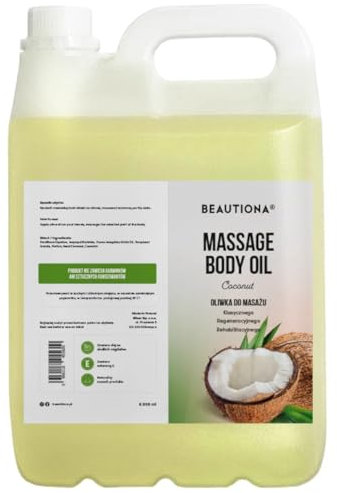 Massageöl 5 Liter Kokosnuss – vegan, 100% natürlich & GVO-frei – Wellness-Öl & Körperöl in Spa-Qualität für Massage & Pflege, Männer & Frauen