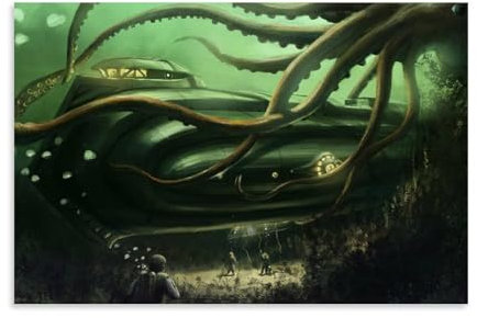 ZBSXLBNG Anime Poster Nautilus in Jules Gabriel Verne's Book Poster Dekorative Malerei Leinwand Wandkunst Wohnzimmer Poster Schlafzimmer Malerei 12x18inch(30x45cm)