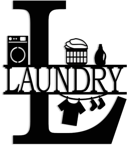 XORT Laundry Room Decor for Wall Farmhouse Laundry Sign, Vintage Metal Laundry Sign for Laundry Room Shelf Laundry Wall Art (Black - 10 x 12 inch)