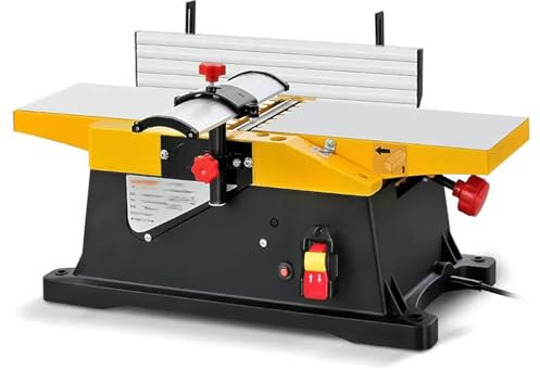 Raboteuses d'établi de 1 800 W, raboteuse électrique à Main, tête de Coupe hélicoïdale combinée raboteuse/dégauchisseuse, Vitesse à Vide de 12 000 TR/Min, Largeur/Profondeur de Coupe de 150/0-3 mm,