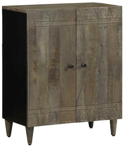 vidaXL Sideboard Hellgrau 60x33,5x75 cm Massivholz Mango, Schrank, Aufbewahrungsschrank, Beistellschrank, Lagerschrank, Highboard, Home-Organizer