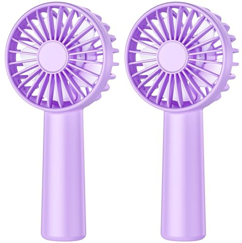 KIDEE Portable Mini Fan, 2 Pack Handheld Fan with 3 Speeds, Hand Fans USB Rechargeable, Battery Powered Personal Fan for Travel, Small Lash Fan for Women Girls, Light Purple