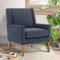 COLAMY Moderner Flügelrücken-Sessel für das Wohnzimmer, Polsterstoff Akzent-Sessel, Einzelsessel mit Loungesitz und Holzbeinen für Büro/Schlafzimmer/Leseecken, Blau