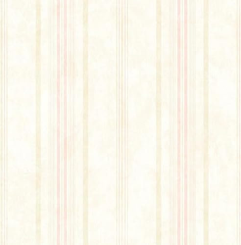 KT·EXCLUSIVE WALL FASHION Papiertapeten | Klassische Streifentapeten | 10,05x0,52 m | Towcester (Creme-Beige-Rosa)