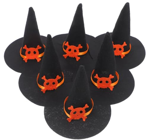 IMIKEYA 6 Stück Filz Mini Hexenhut Basteln Halloween kleine Hexenhut Deko Weinflaschen Mini Hexenhüte zum Basteln Zubehör Partydekorationen, Schwarz