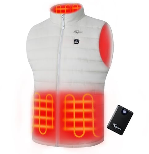 Telguua Gilet Chauffant pour Homme avec Batterie Externe 12000mAh 5V, Heated Vest Rechargeable avec 4 Zones de Chauffage et 3 Niveaux de Température pour les sports de plein air, le camping, le ski