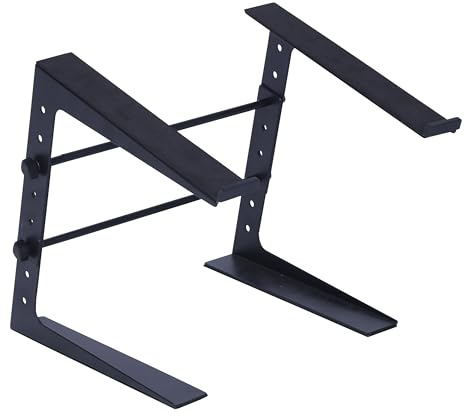 Fame Audio Laptop Stand LS-1 Eco, Leichter, Portabler Laptopständer, Individuell Anpassbare Seitliche Erweiterungen, Ideal für Musiker, DJs, Techniker, Maximale Belastbarkeit 3,5 kg, Schwarz