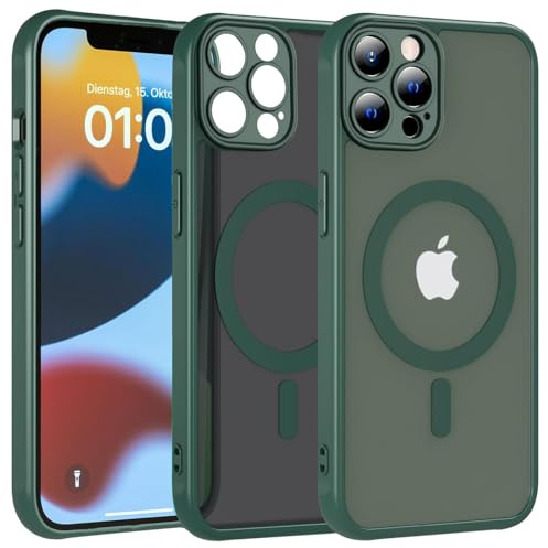 Verco Schutzhülle für iPhone 12 Pro Hülle, Magnetisch für iPhone 12 Pro Handyhülle Matt Stoßfest kompatibel mit Magsafe Zubehör Dünn Case Cover, Grün