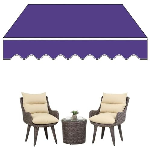 Ersatzstoff für Markisen, wasserdichtes Polyester, 4 x 2,5 m, kompatibel mit 200/300/400/500 cm Markisen, violette Farbe, Outdoor-Schattenlösung