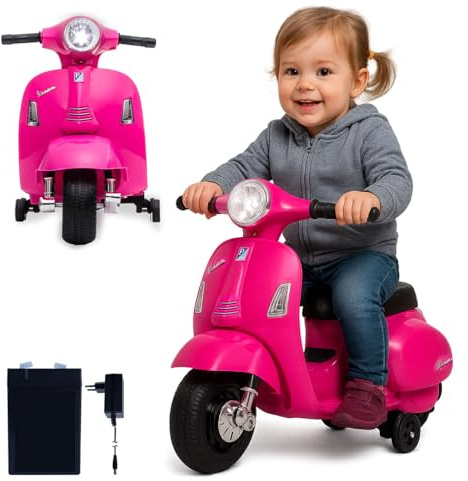 JAMARA 461858 Ride-on Vespa Mini Li-Power 8.4 - Elektroauto Vespa für Kinder ab 18 Monate, Elektro Auto Car, Elektrisch Fahren Kids, Stützräder, Gaspedal, Geschenkidee für Kinder