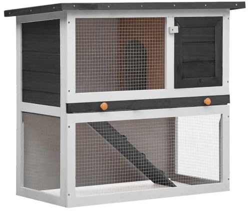Nqyjm Kaninchenstall 1 Tür Grau Holz Kaninchenstall Hasenhaus Kleintierkäfig