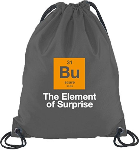 Shirtstreet24, Halloween - The Element Of Surprise, Nerd Turnbeutel Rucksack Sport Beutel, Größe: onesize,Dunkelgrau