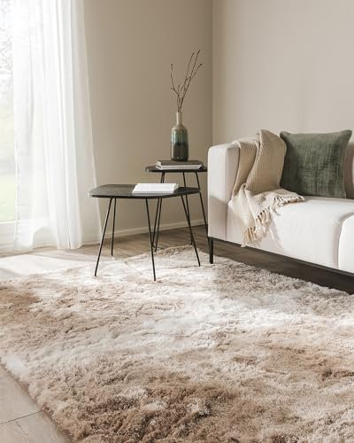 benuta Nest Hochflorteppich Whisper - Beige/Hellbraun 120x170 cm - Weicher Teppich für Schlaf- und Wohnzimmer - Pflegeleicht - Fußbodenheizung Geeignet