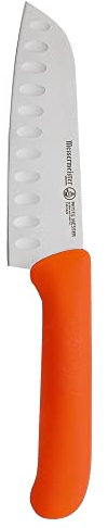 Messermeister Petite Edelstahl Messer Kullenschliff Santokumesser 5 Zoll orange