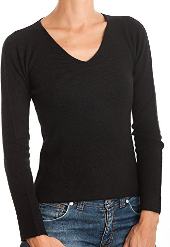 Dalle Piane Cashmere - V-Ausschnitt 100% Kaschmir, Made in Italy - Damen, Farbe: Schwarz, Größe: M