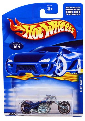Mattel Hot Wheels 2001 1:64 Scale Blue Blast Lane Motorcycle Die Cast Car #169