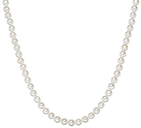 Valero Pearls Damen Perlenhalskette Hochwertige Süßwasser-Zuchtperlen 7-8 mm Rund weiß 925 Sterling Silber - Perlenkette Halskette mit echten Perlen
