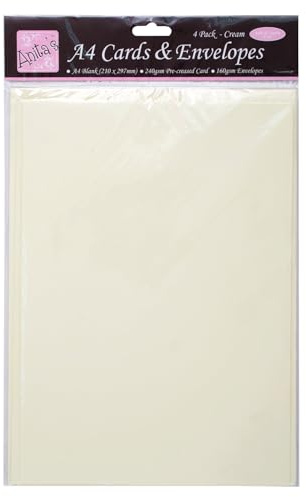 Docrafts Karte, mit Briefumschlägen, A4, cremefarben (4 Stück)
