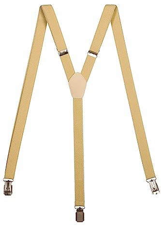 Olata schmale Hosenträger Y Form – längenverstellbare Unisex Hosenträger – 2 cm. Hellcreme