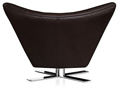 NEUERRAUM Drehbarer V-förmiger Echtleder Ohrensessel Fernsehsessel Armlehnsessel Lounge Sessel. Abbildung in Leder Dunkelbraun.