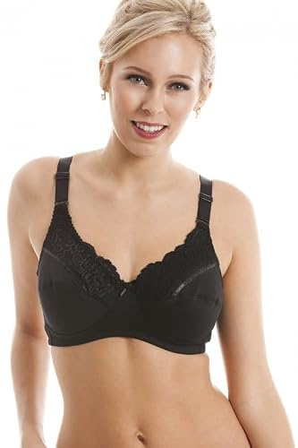 Camille Womens Mastectomy Bra - Non Wired Full Cup Support Mastectomy Bra with Bilateral Pockets