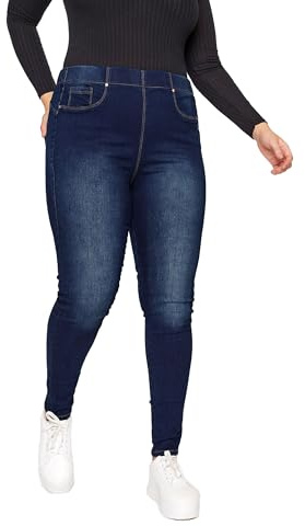 Yours for Good Curve Indigo Blue Pull On Bum Shaper Stretch Lola Jeggings - Women's - Plus Size Curve