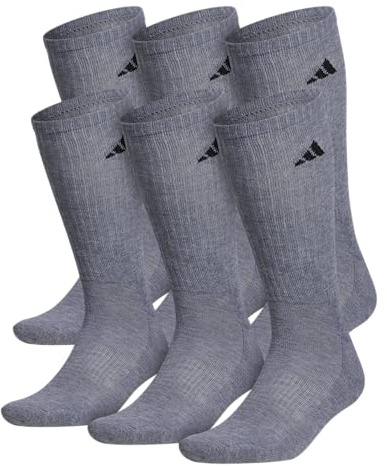 adidas Mens Athletic Cushioned Crew Socks (6 Pairs) Durable & Comfortable