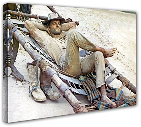Terence Hill Bud Spencer - Der müde Joe - Pritsche - Die rechte und die Linke Hand des Teufels - Leinwand (80 x 60 cm)