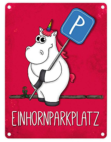 trendaffe - Honeycorns Metallschild mit Einhornparkplatz Motiv