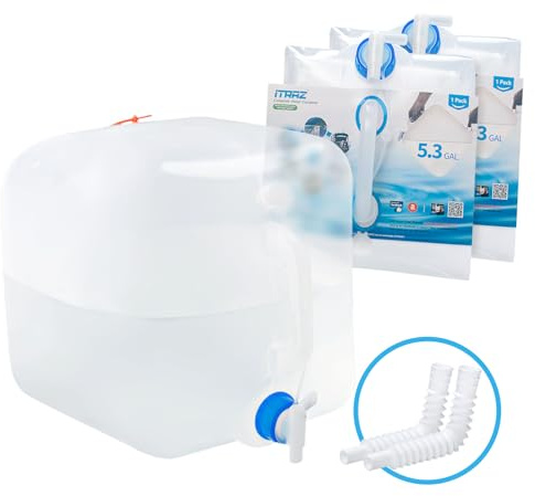 ITRAZ BPA-Free Collapsible Water Container with Spigot, 2-Pack 5.3 Gallon
