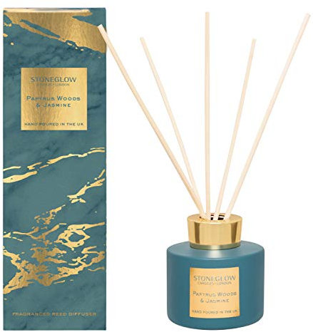 Stoneglow Luna Collection Papyrus Woods & Jasmine 120ml Scented Reed Diffuser (Blue & Gold)