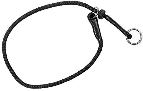 DINGO GEAR Dog Choke Collar Hand Sewn Strong PP Braided Cord One Limiter Waterproof Durable Choker for K9 Bite Training IGP Obedience Working Dogs Size M - Black (S04060)