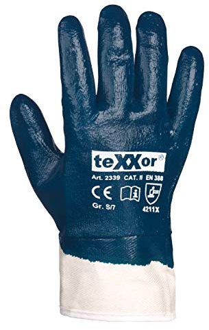 (12 Paar) teXXor Handschuhe Nitril-Handschuhe STULPE 12 x beige/blau 8