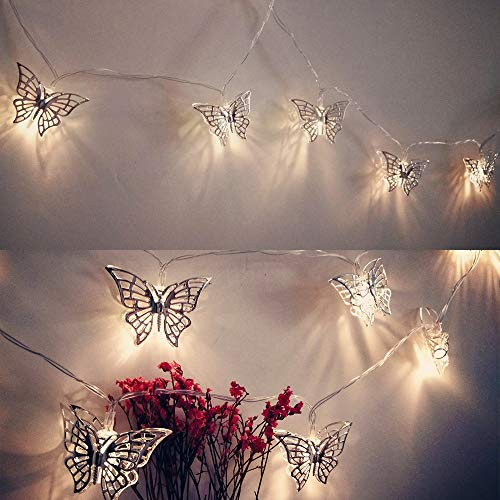 Schmetterling Lichterkette 3m mit 20 LED - Flexibel formbare, wasserfeste Märchenbeleuchtung für Garten & Zimmer | Warmweiße Dauerbeleuchtung | Ideal für Hochzeiten, Partys & Sommerdeko