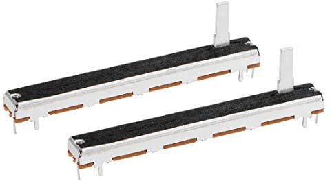 sourcing map Fader Variable Widerstände Gerade Schiebepotentiometer Exponential zum Dimmen 75mm-A10K-2St