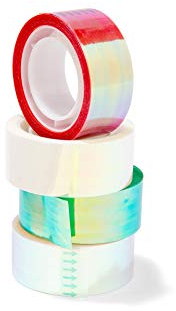 Modulor Lot de 4 rouleaux de ruban adhésif effet miroir - 10 m de long x 19 mm de large - Multicolore