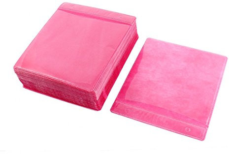 CD/DVD Double Sided Storage Holder Sleeve 100 Pieces Hot Pink