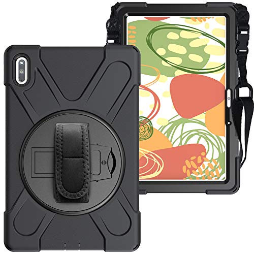 RLTech Funda para Huawei Matepad 10.4, 360°Rotativo Asa de Mano Porta con Hombro Funda Robusta Antichoque para Huawei Matepad 10.4 Pulgada 2020, Negro