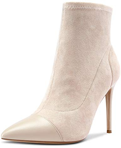 Castamere Donna Allungare Polacchine Tacco a Spillo 10CM Alto Tacco Stivali Beige Nudo Scamosciato Scarpe EU 39