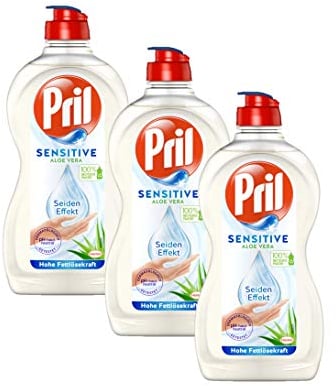 Pril Sensitive Aloe Vera, (3 x 450 ml) Handgeschirrspülmittel, pH hautneutral mit Seideneffekt